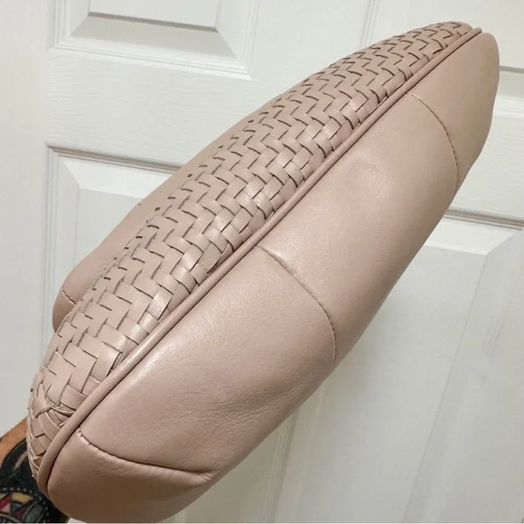 Coach Kristin Woven Leather Hobo Shoulder Bag Tuberose Pink - Picture 5 of 12